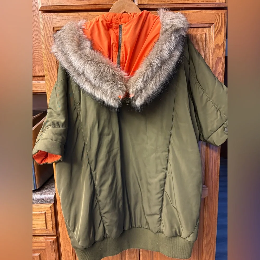 Pilcro Olive Green Jacket with Faux Fur Collar - Picture 3 of 5